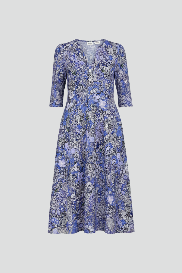 Mid-length dress for women — flowy style without closure with floral print