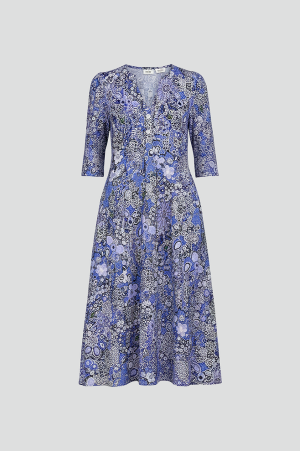 Mid-length dress for women — flowy style without closure with floral print