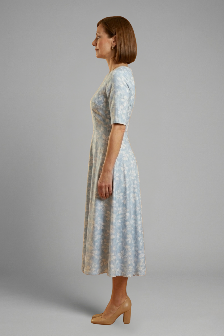 Long mid-length women's top — plain straight dress with short sleeves | vacation
