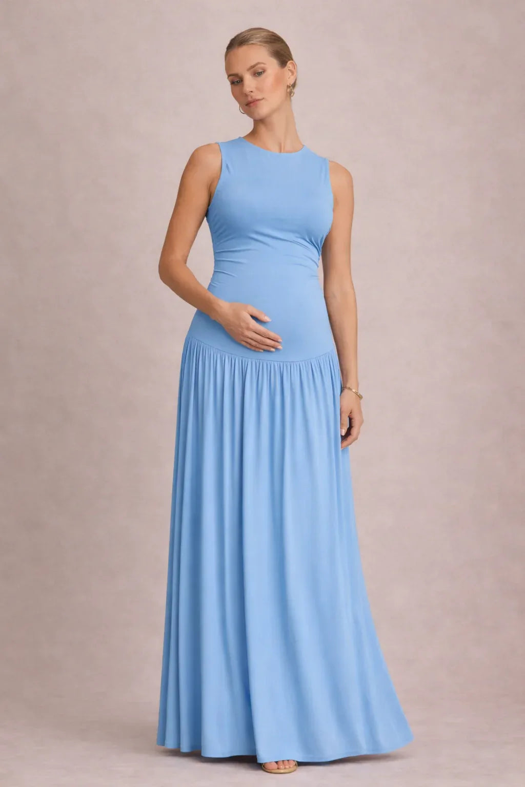 Long Sleeveless Maternity Dress for Pregnancy