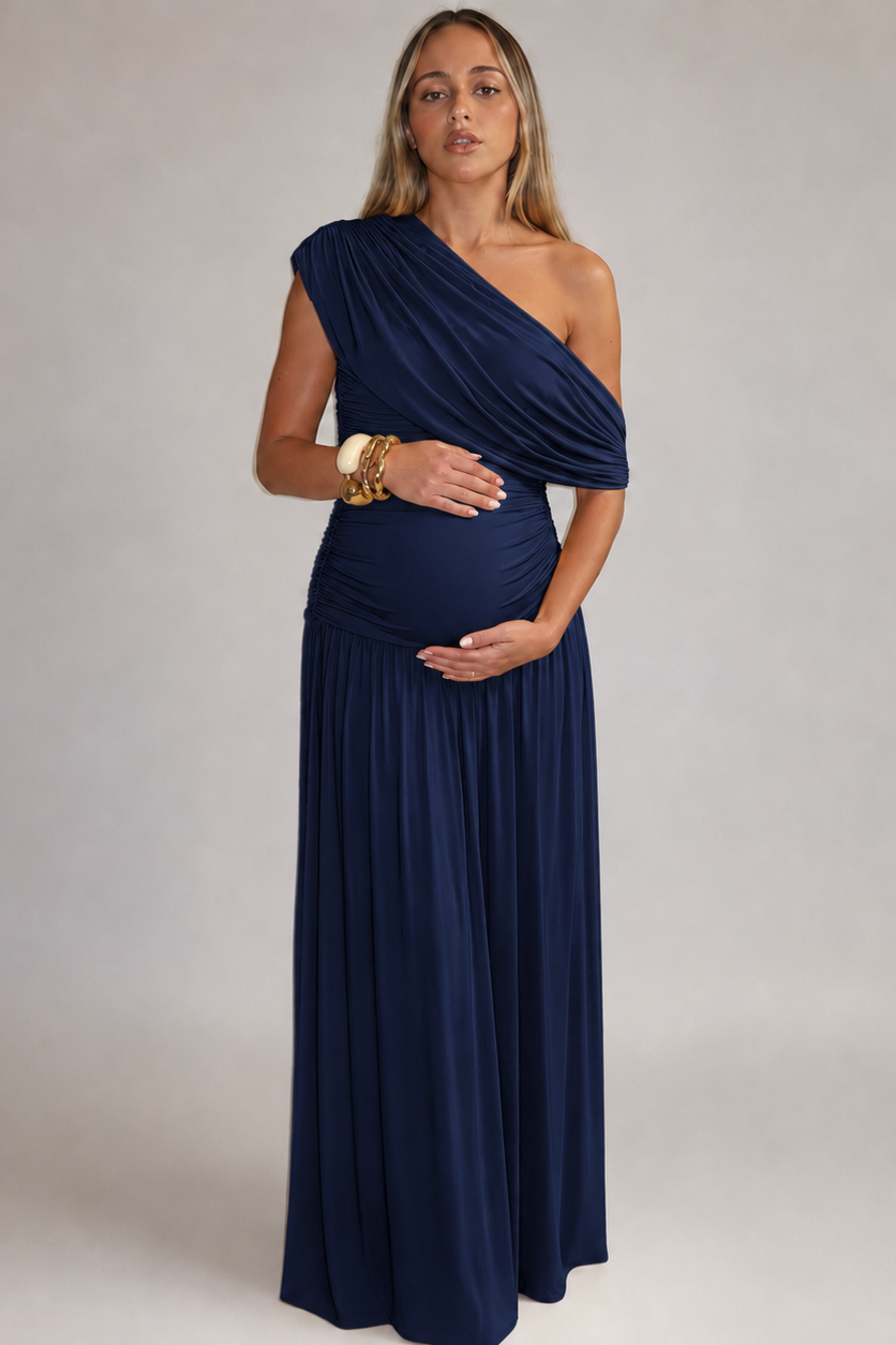Elegant Long Asymmetric Maternity Dress