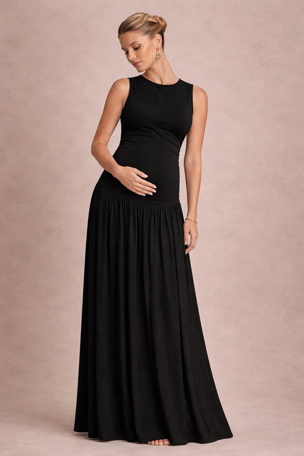 Long Sleeveless Maternity Dress for Pregnancy