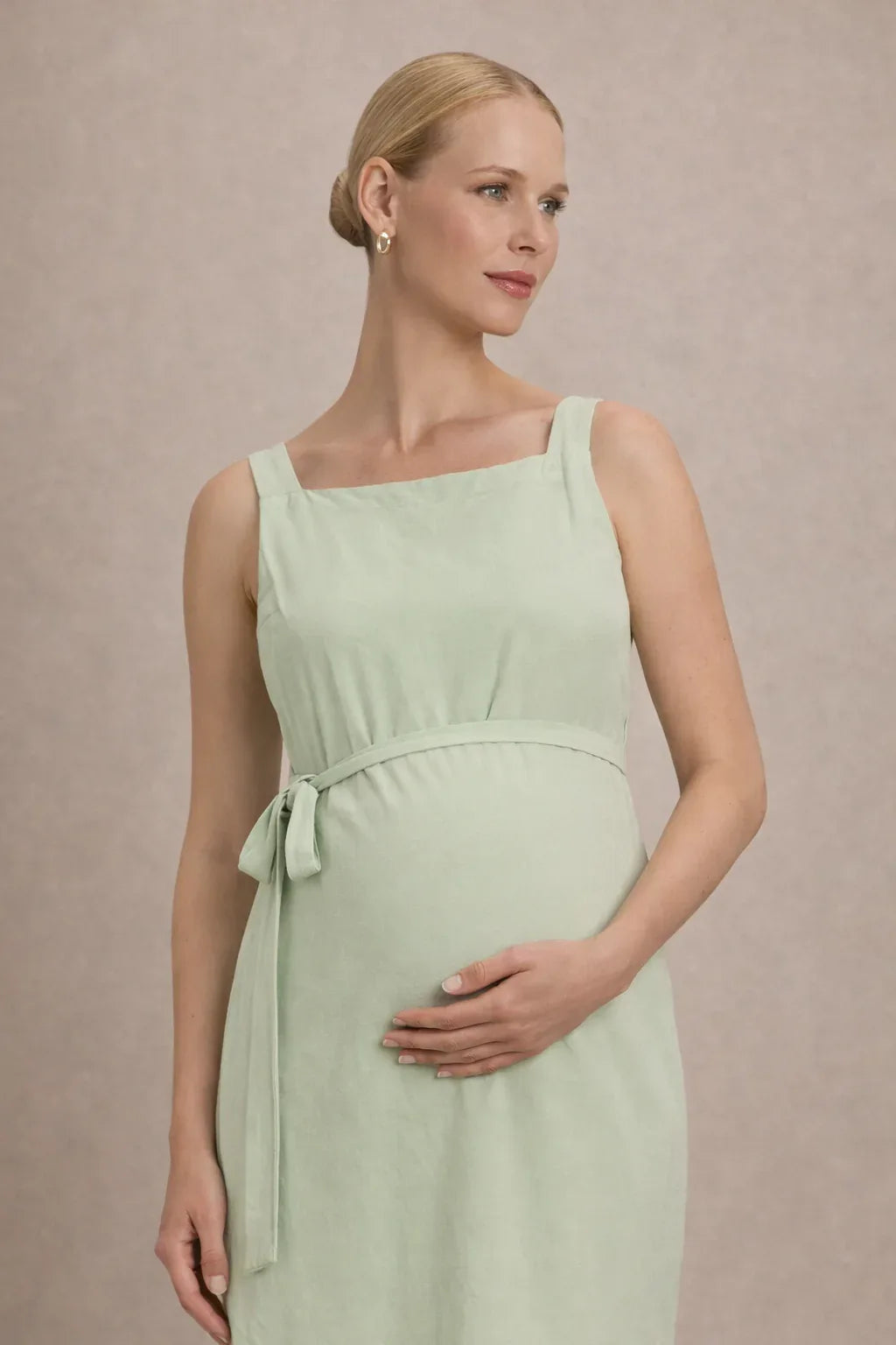 Sleeveless Empire Waist Midi Maternity Dress