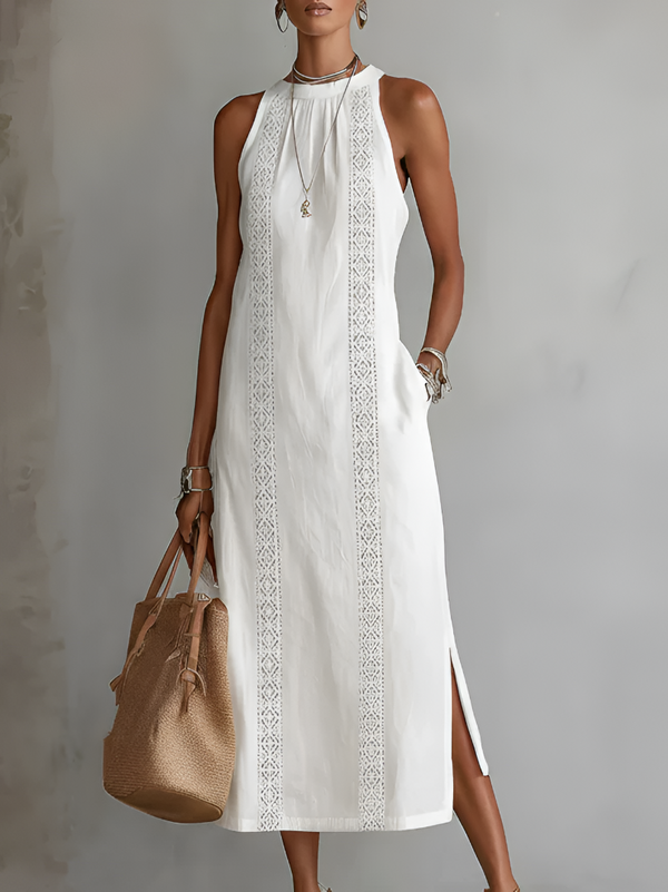 Women's Mid-Length Dress - Embroidered Style, Loose Fit for Summer