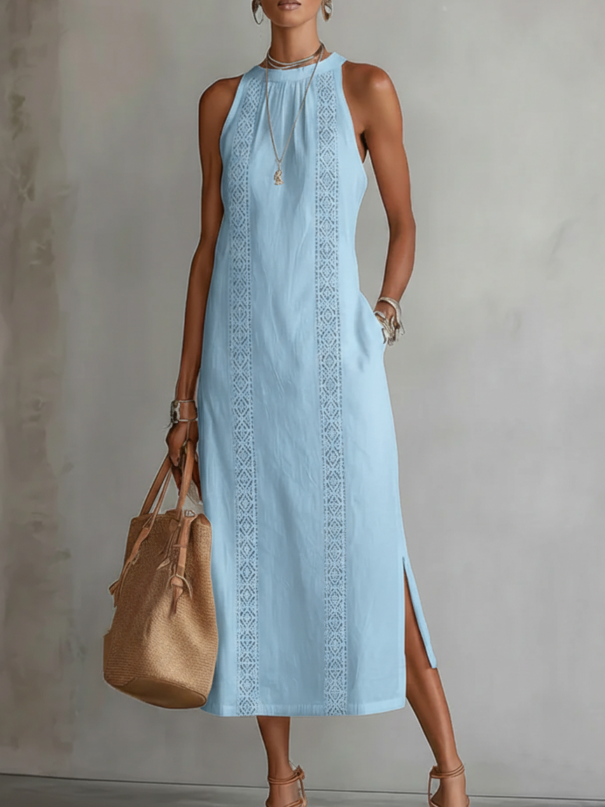 Women's Mid-Length Dress - Embroidered Style, Loose Fit for Summer