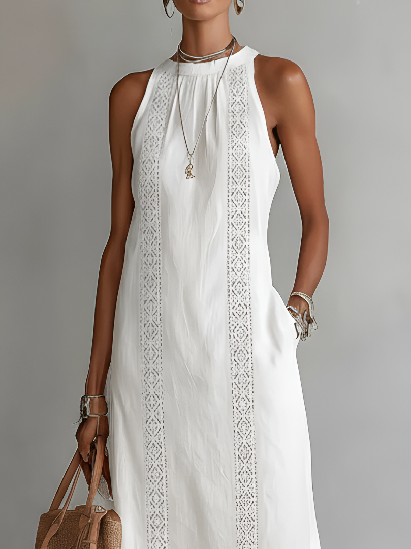 Women's Mid-Length Dress - Embroidered Style, Loose Fit for Summer