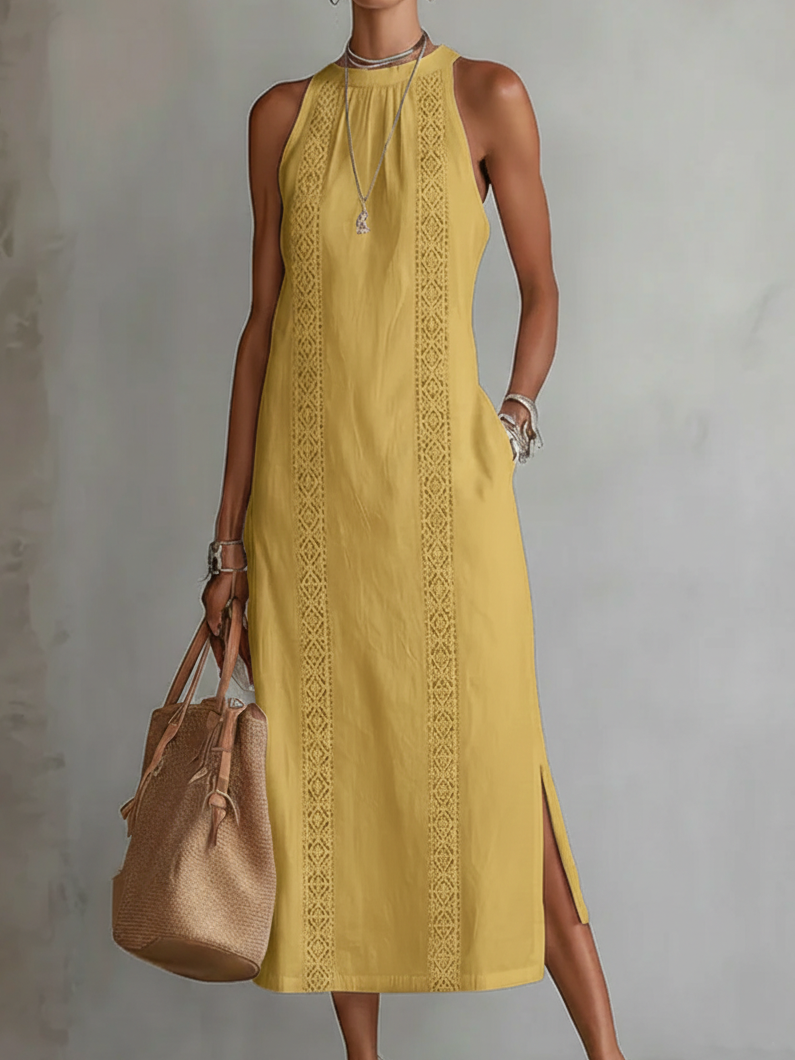 Women's Mid-Length Dress - Embroidered Style, Loose Fit for Summer