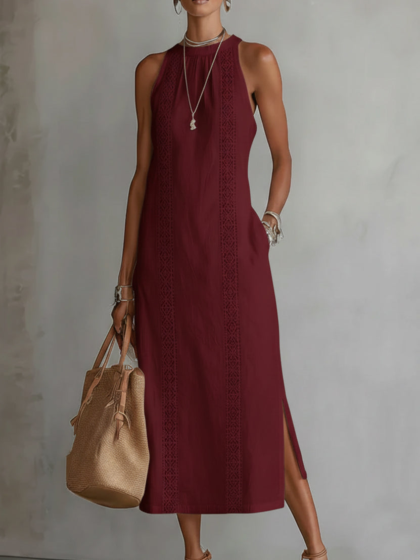 Women's Mid-Length Dress - Embroidered Style, Loose Fit for Summer